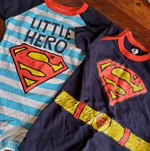 0-3 superman romper blue and red